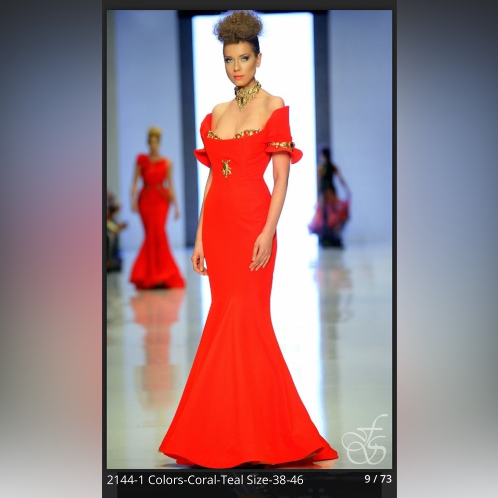 Fouad Sarkis designer dress. Size 40EUR,8US. Great condition, wore once. Coral